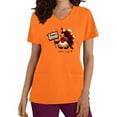 thumbnail image 1 of Xfvqtps Thanksgiving Scrub Tops for Women Soft V-Neck Scrubs Comfortable Nursing Uniforms Short Sleeve Tops Turkey Print Blouse Protective Clothing Working Uniforms with Pockets Orange, 1 of 6