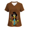 thumbnail image 1 of Xfvqtps Thanksgiving Scrub Tops for Women Soft V-Neck Scrubs Comfortable Nursing Uniforms Thanksgiving Turkey Print Short Sleeve Workwear Top Working Uniforms with Pockets Multicolor, 1 of 3