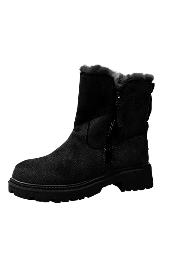 Thermal Winter Boots for Women Warm Furry Lined Mid Calf Boots Waterproof Snow Shoes Non Slip Sole Outdoor Hiking Booties Comfortable