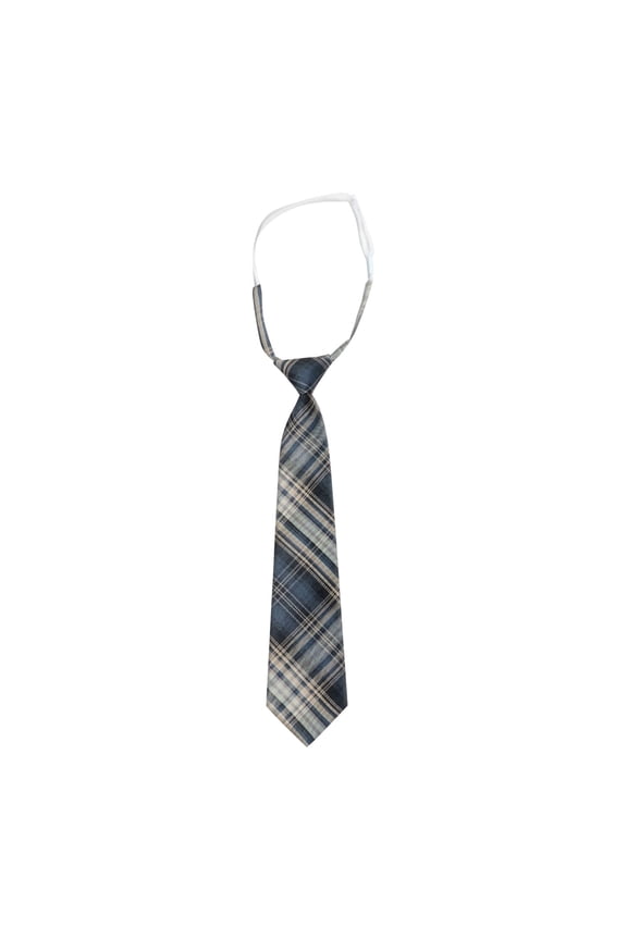 Tie for Kids Pre-Tied Grid Pattern Adjustable Classic Neckties Uniform School Party Navy