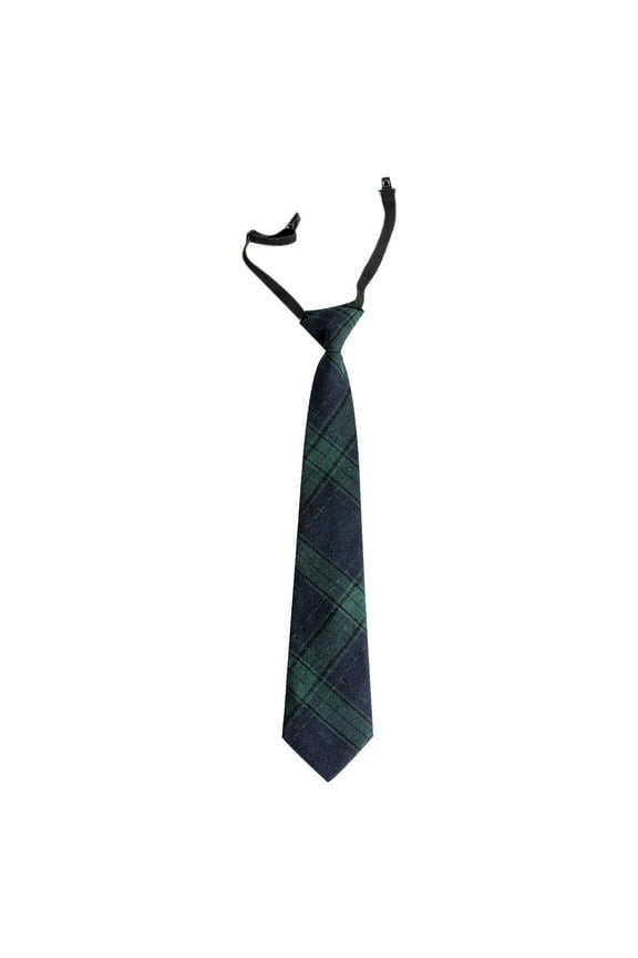 Tie for Kids Pre-Tied Grid Pattern Adjustable Classic Neckties Uniform School Party Navy