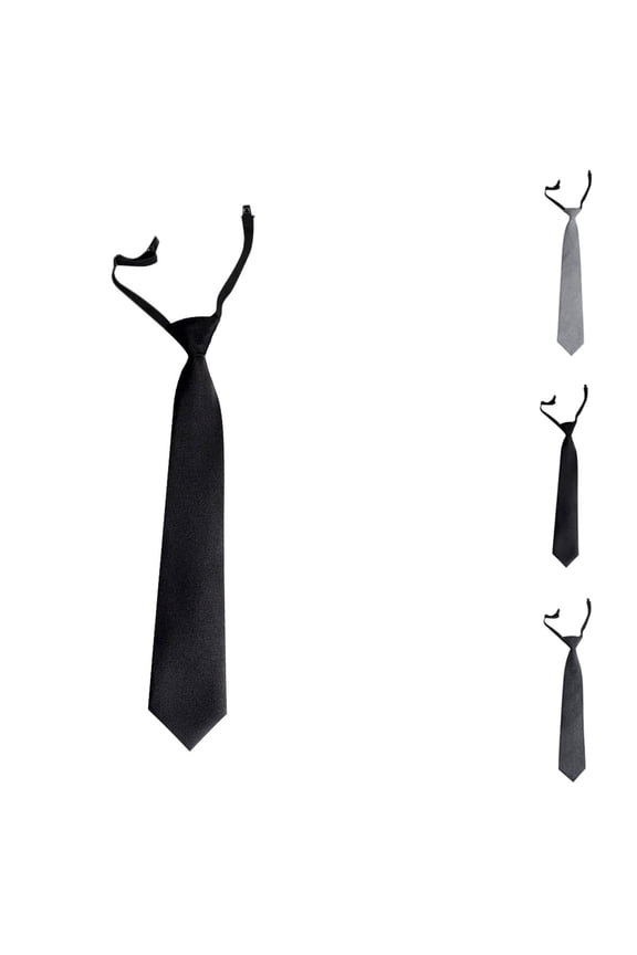 Tie for Kids Pre-Tied Solid Color Adjustable Classic Neckties Uniform School Party Black