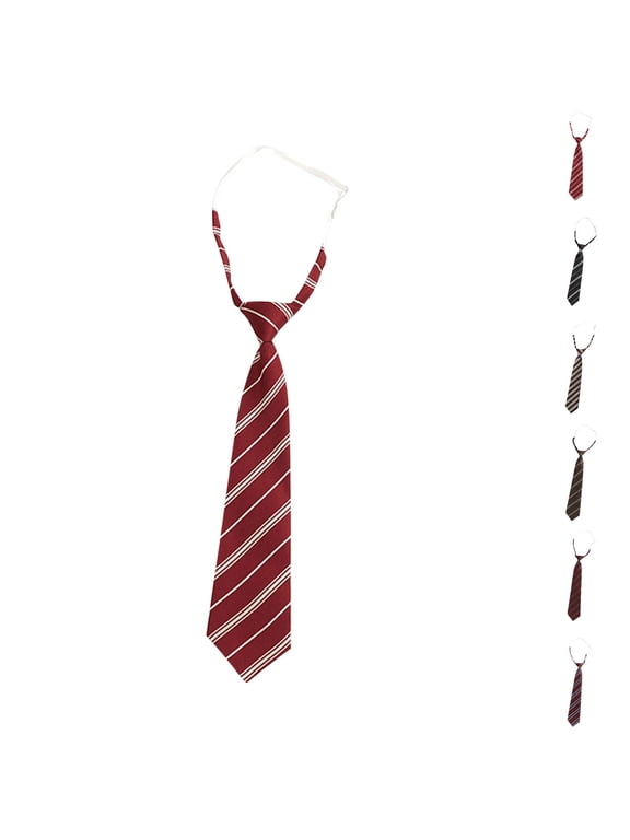 Tie for Kids Pre-Tied Stripe Print Adjustable Classic Neckties Uniform School Party Wine