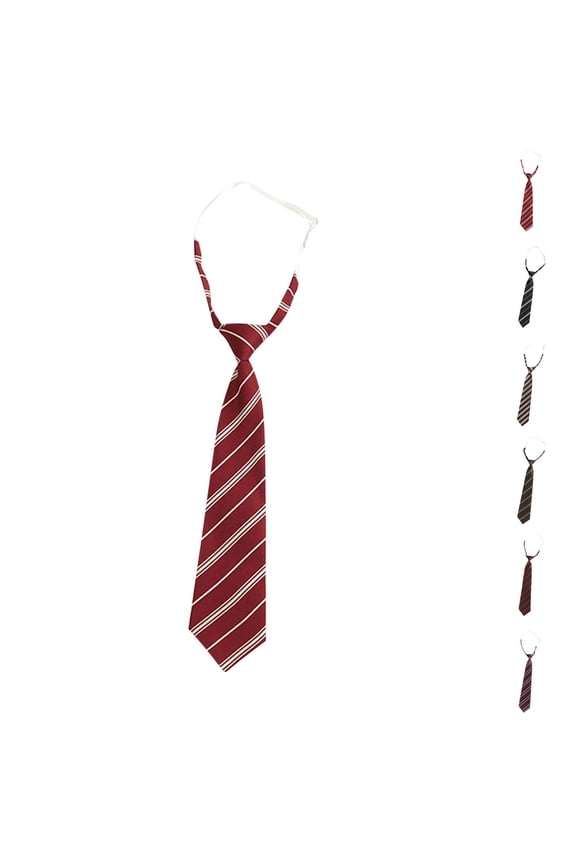 Tie for Kids Pre-Tied Stripe Print Adjustable Classic Neckties Uniform School Party Wine