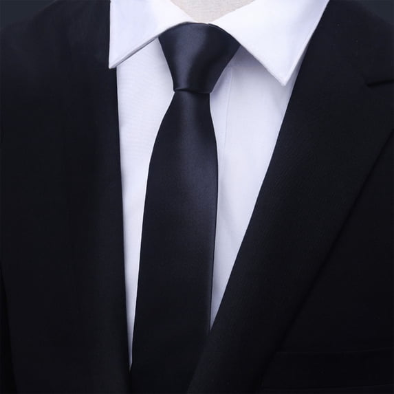 Xfvqtps Tie for Men Classic Neckties Solid Color Grid Pattern 3.15" for Formal Dress Business Black