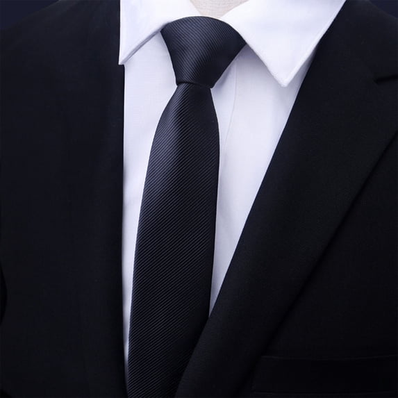 Xfvqtps Tie for Men Classic Neckties Solid Color Stripes Pattern 3.15" for Formal Dress Business Black