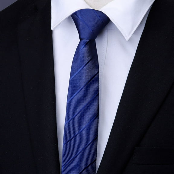 Xfvqtps Tie for Men Classic Neckties Solid Color Wide Stripes 3.15" for Formal Dress Business Gentleman Blue