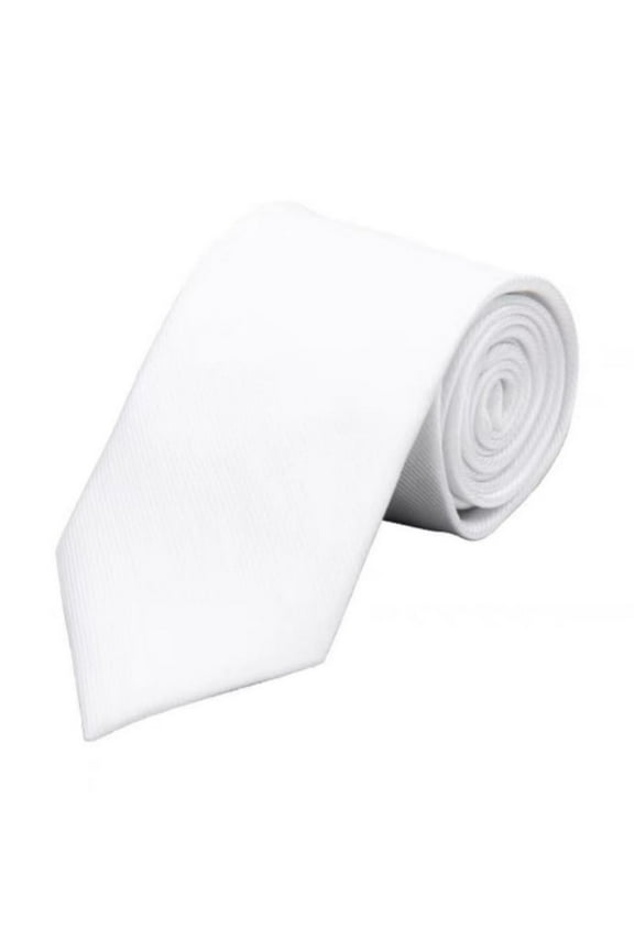 Tie for Men Pre-Tied Classic Neckties Soild Color 3.15" for Formal Dress Business White
