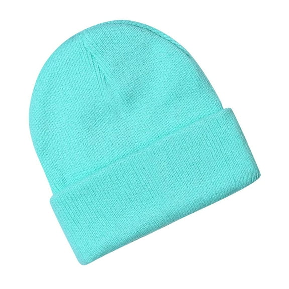 Xfvqtps Toddler Beanie Knit Cuffed Solid Color Simplicity Stretch Soft Fashion Versatile Warm Fall Winter Skull Cap for 0-3 Years Mint Green