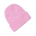 thumbnail image 1 of Xfvqtps Toddler Beanie Knit Cuffed Solid Color Simplicity Stretch Soft Fashion Versatile Warm Fall Winter Skull Cap for 0-3 Years Pink, 1 of 3