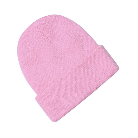 Xfvqtps Toddler Beanie Knit Cuffed Solid Color Simplicity Stretch Soft Fashion Versatile Warm Fall Winter Skull Cap for 0-3 Years Pink