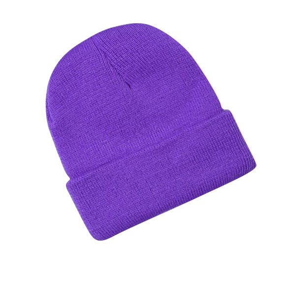 Xfvqtps Toddler Beanie Knit Cuffed Solid Color Simplicity Stretch Soft Fashion Versatile Warm Fall Winter Skull Cap for 0-3 Years Purple