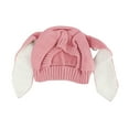 thumbnail image 1 of Xfvqtps Toddler Beanie with Rabbit Ears Knitted Cute Neck Warmer Stretch Soft Windproof Coldproof Warm Winter Skull Cap Pink, 1 of 5