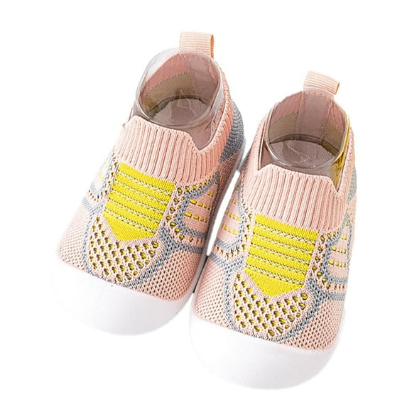 Xfvqtps Toddler Boys and Girls Walking Shoes Knit Breathable Socks Lightweight Non Slip Mesh Infant Prewalker Baby Spring New Baby Indoor Floor Single Shoes Sweat Toddler Shoes Pink