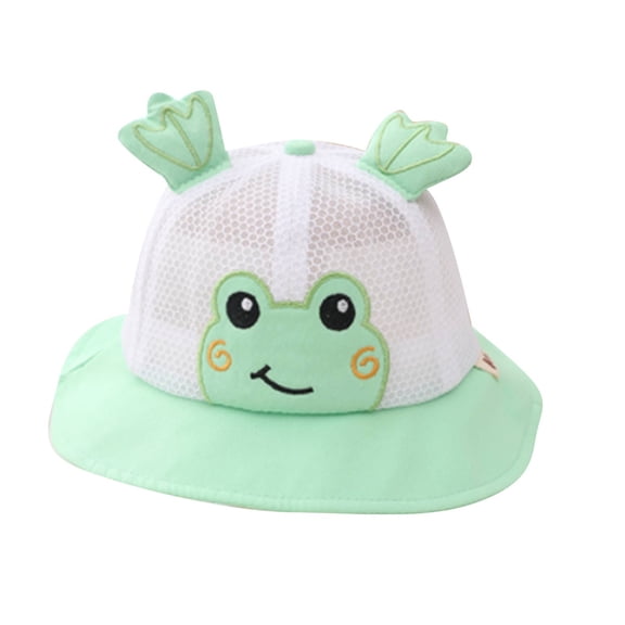 Xfvqtps Toddler Bucket Hat Cute Animal Frog Design Wide Brim Mesh Sunshade Sun Protection Breathable Soft Outdoor Sun Hat for 1-4 Years Green