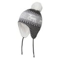 thumbnail image 1 of Xfvqtps Toddler Christmas Beanie with Ear Flaps Strap Cute Deer Snowflake Embroidery Plush Pompom Knitting Plush Lining Stretch Thickened Windproof Coldproof Warm Winter Hat for 0-3 Years Gray, 1 of 3