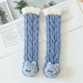 thumbnail image 1 of Xfvqtps Toddler Fuzzy Socks Over the Knee Long Tube Cute Animals Thickened Baby Coral Fleece Premium Comfort Soft Cozy Warm Winter Fluffy Socks Light Blue, 1 of 9