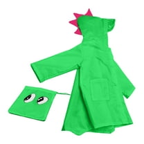 Xfvqtps Toddler Kids Baby Girls Dinosaur Raincoat with Hood and Brim Reusable Cute Dinosaur Long Button Waterproof Outdoor Activities Rain Jackets Rain Poncho with Storage Bag Army Green