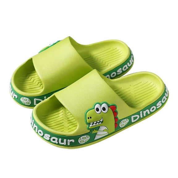 Xfvqtps Toddler Slippers Cute Animals Thick Bottom Soft Sole Non Slip Comfortable Breathable Indoor and Outdoor PVC Slippers Green-01