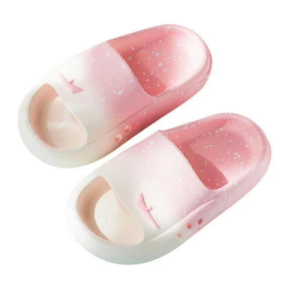 Xfvqtps Toddler Slippers Gradient Color Thick Bottom Soft Sole Non Slip Comfortable Breathable Indoor and Outdoor PVC Slippers Pink-09