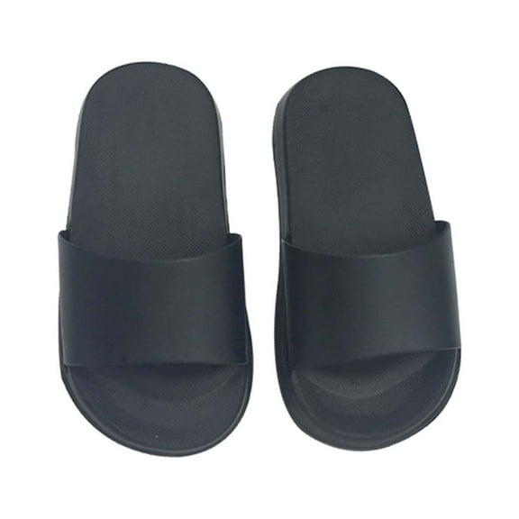 Xfvqtps Toddler Slippers Solid Color Simplicity Thick Bottom Soft Sole Non Slip Comfortable Breathable Indoor and Outdoor PVC Slippers Black