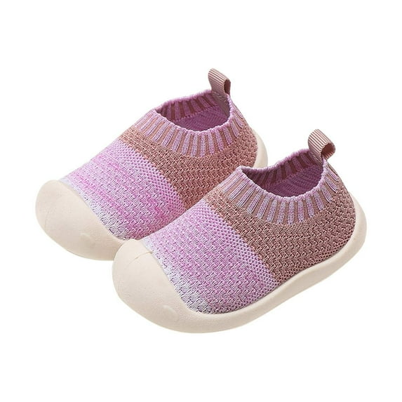 Xfvqtps Toddler Sock Shoes Lightweight Breathable Comfortable Non-slip Mesh Prewalker Toddler Shoes Baby Boys Girls Cute Fashion Soft Bottom Fly Weaving Casual Shoes Pink