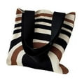 thumbnail image 1 of Xfvqtps Tote Bag for Womens Knitting Color Blocked Stripes Colorful Fashion Versatile Leisure Casual Handbag Shoulder Bag Black, 1 of 5