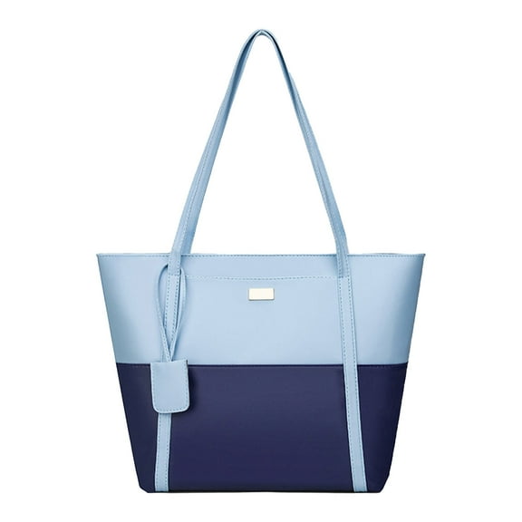 Xfvqtps Tote Bag for Womens with Pendant Large Capacity Color Blocking Simplicity Fashion Versatile Leisure Casual Leather Handbag Shoulder Bag Blue
