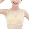 thumbnail image 1 of Xfvqtps Training Bras for Girls Lightly Padded Cotton Mesh Soft Comfortable Breathable Fixed Cup Seamless Solid Color Bow Sports Bras for Girls 8-12 Years Yellow, 1 of 6