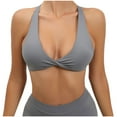 thumbnail image 1 of Xfvqtps Two Ways Twist Sports Bra for Women Back Cross Straps Deep V Neck Backless Gym Top Fitness Workout Bras Dark Gray, 1 of 4