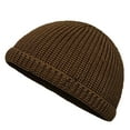 thumbnail image 1 of Xfvqtps Unisex Beanie Knit Cuffed Solid Color Stripe Simplicity Stretch Soft Fashion Versatile Warm Fall Winter Skull Cap Coffee, 1 of 4