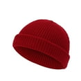 thumbnail image 1 of Xfvqtps Unisex Beanie Knit Solid Color Stripe Simplicity Stretch Fashion Versatile Warm Soft Fall Winter Skull Cap Wine, 1 of 3
