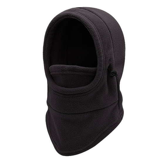 Xfvqtps Unisex Full Face Mask Lamb Wool Solid Color Adjustable Drawstring Balaclava Outdoor Thickened Cycling Motorcycle Ski Warm Winter Hooded Hat Black