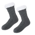 thumbnail image 1 of Xfvqtps Unisex Grippy Slipper Socks Plush Lining Plush Edge Thick Snow Socks Carpet Socks Solid Color Comfortable Soft Warm Winter Fuzzy Socks Dark Gray, 1 of 5