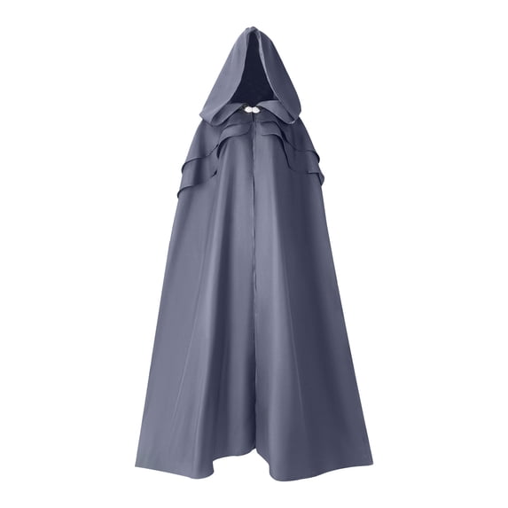 Xfvqtps Unisex Long Patchwork Hooded Rhinestone Decoration Solid Color Casual Party Retro Masquerade Robe Gothic Cloak Stage Outfit Gray