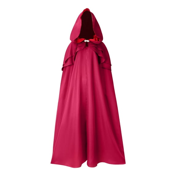 Xfvqtps Unisex Long Patchwork Hooded Rhinestone Decoration Solid Color Casual Party Retro Masquerade Robe Gothic Cloak Stage Outfit Red