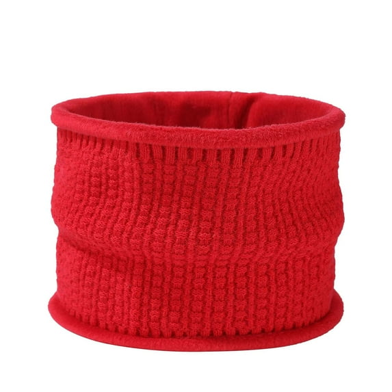 Xfvqtps Unisex Loop Scarf for Mens and Womens Necks Warmer Cuffed Huafuge Knitting Solid Color Plush Lining Stretch Cozy Windproof Coldproof Warm Winter Neck Gaiters Red