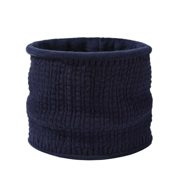 Xfvqtps Unisex Loop Scarf for Mens and Womens Necks Warmer Cuffed Huafuge Knitting Solid Color Plush Lining Stretch Cozy Windproof Coldproof Warm Winter Neck Gaiters Navy