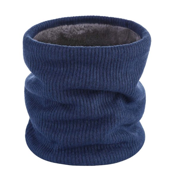 Xfvqtps Unisex Loop Scarf for Mens and Womens Necks Warmer High Collar Knitting Solid Color Plush Lining Thickened Cozy Windproof Coldproof Warm Winter Neck Gaiters Blue