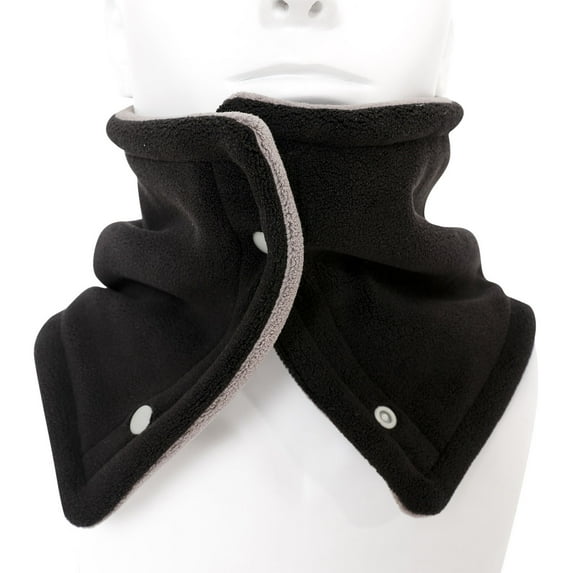 Xfvqtps Unisex Loop Scarf for Mens and Womens with Snap Button Fleece Plush Neck Warmer Solid Color Thickened Windproof Coldproof Cozy Warm Winter Neck Gaiters Black