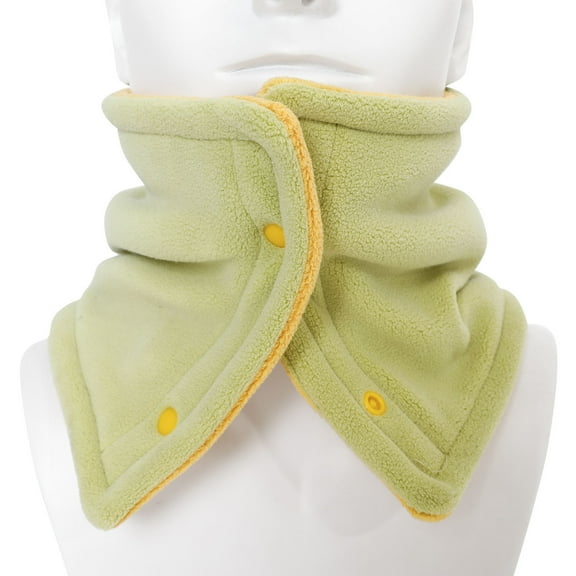 Xfvqtps Unisex Loop Scarf for Mens and Womens with Snap Button Fleece Plush Neck Warmer Solid Color Thickened Windproof Coldproof Cozy Warm Winter Neck Gaiters Green
