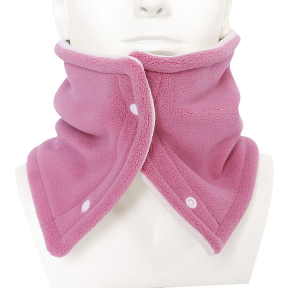 Xfvqtps Unisex Loop Scarf for Mens and Womens with Snap Button Fleece Plush Neck Warmer Solid Color Thickened Windproof Coldproof Cozy Warm Winter Neck Gaiters Pink
