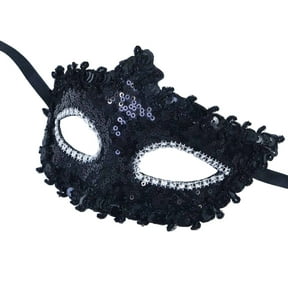 Xfvqtps Unisex Masquerade Mask for Parties Celebrations Lace Sequin Rhinestone Half Face Mask Ball Mask Party Accessory Black