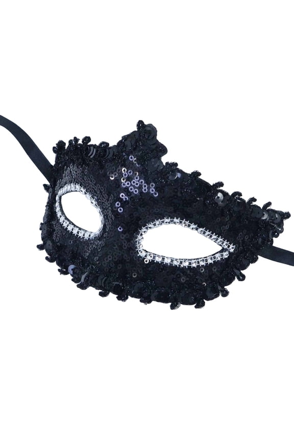 Unisex Masquerade Mask for Parties Celebrations Lace Sequin Rhinestone Half Face Mask Ball Mask Party Accessory Black