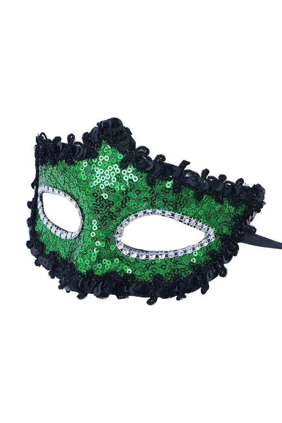 Unisex Masquerade Mask for Parties Celebrations Lace Sequin Rhinestone Half Face Mask Ball Mask Party Accessory Green