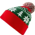 thumbnail image 1 of Xfvqtps Unisex Men and Women Beanie Knitted Christmas Tree Snowflake Print Plush Pompom Stretch Soft Windproof Coldproof Warm Outdoor Winter Skull Cap Green, 1 of 4
