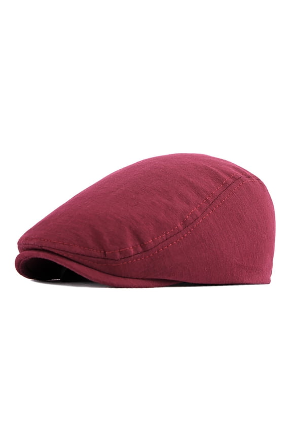 Unisex Men and Women Newsboy Hats Solid Color Flat Ivy Gatsby Cap Irish Cabbie Ivy Driving Hunting Hat Wine