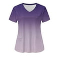 thumbnail image 1 of Xfvqtps V-Neck Gradient Scrubs Tops for Women Stretch Wrinkle-Resist Medical Nursing Uniform with 2 Pockets Comfortable Lightweight Working Uniform Short Sleeve Printing Blouse Purple, 1 of 4