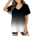 thumbnail image 1 of Xfvqtps V-Neck Gradient Scrubs Tops for Women Stretch Wrinkle-Resist Medical Nursing Uniform with 2 Pockets Comfortable Lightweight Working Uniform Short Sleeve Solid Color Blouse Black, 1 of 4
