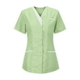 thumbnail image 1 of Xfvqtps V-Neck Scrubs Tops for Women Soft Stretch Wrinkle-Resist Medical Nursing Uniform with 3 Pockets Comfortable Lightweight Working Uniform Tunic Tops Clinic Carer Clothing Green, 1 of 4